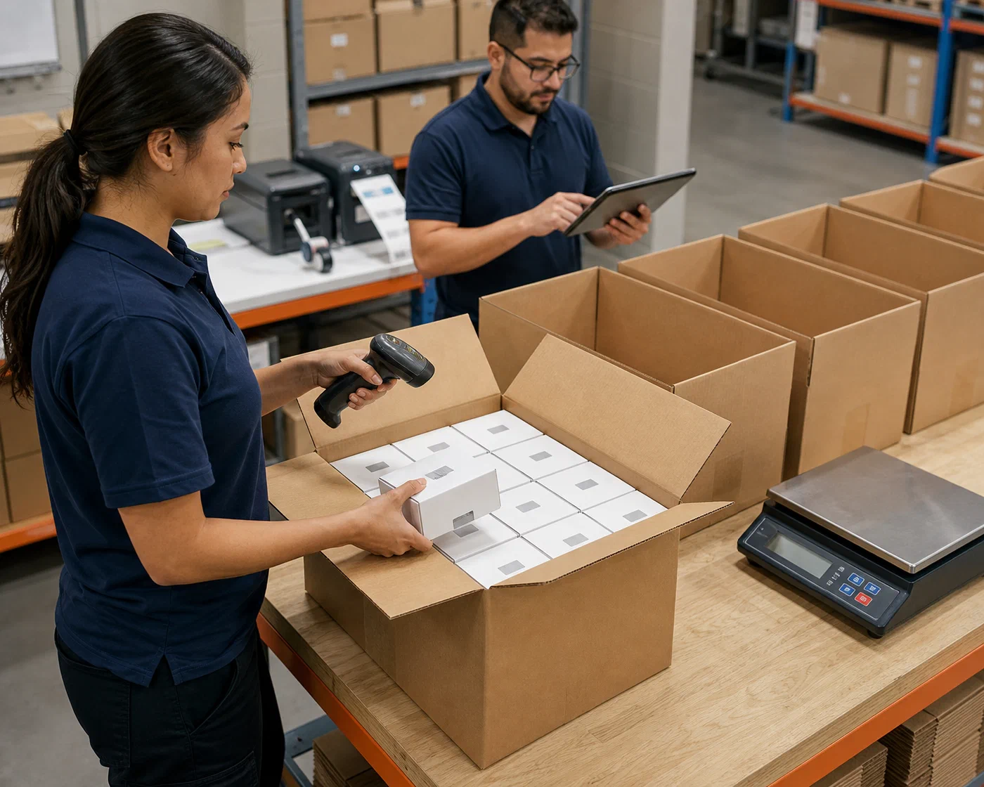 Marketplace units being scanned into a specific outbound carton