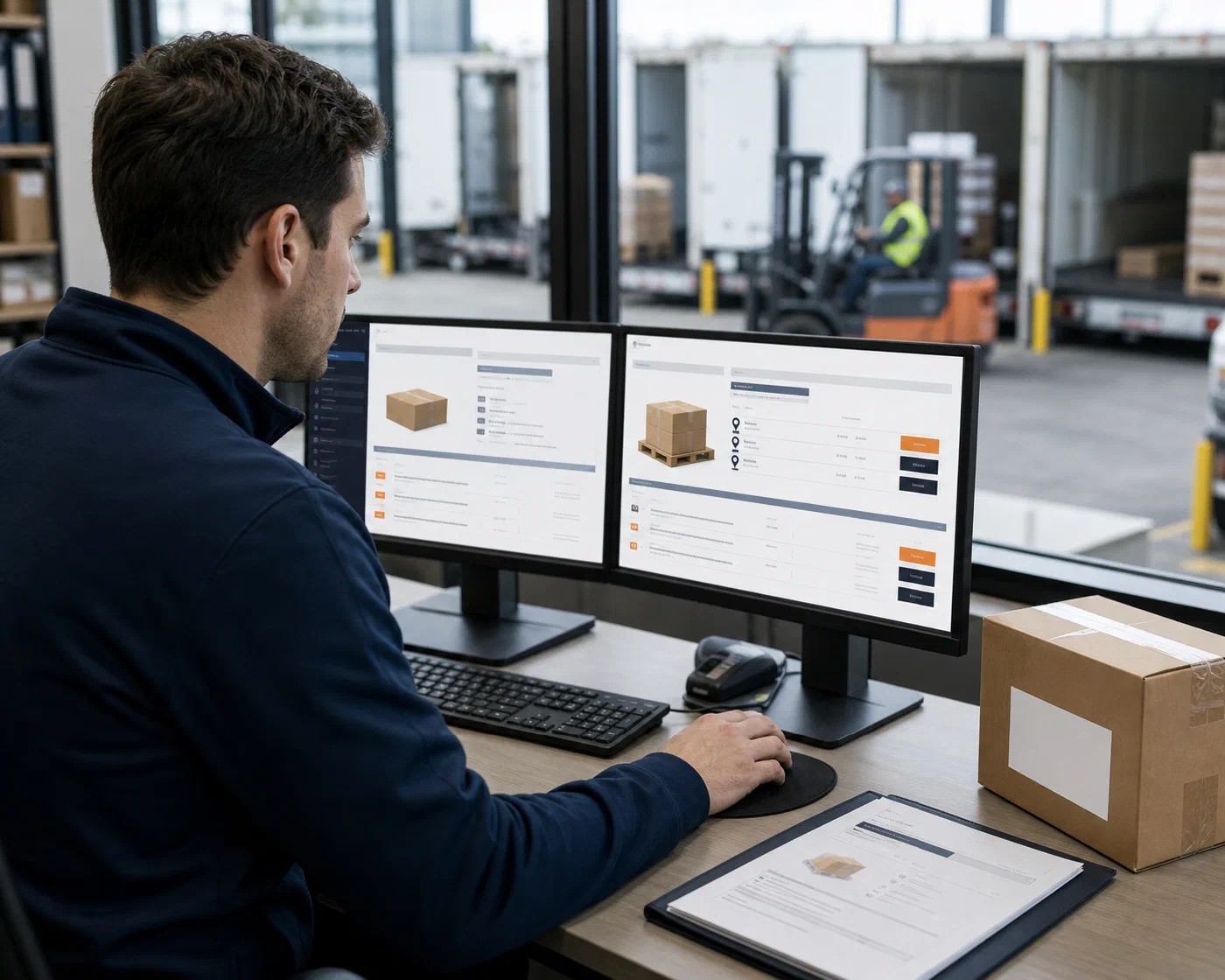 A transportation coordinator comparing carrier options for parcel and pallet shipments