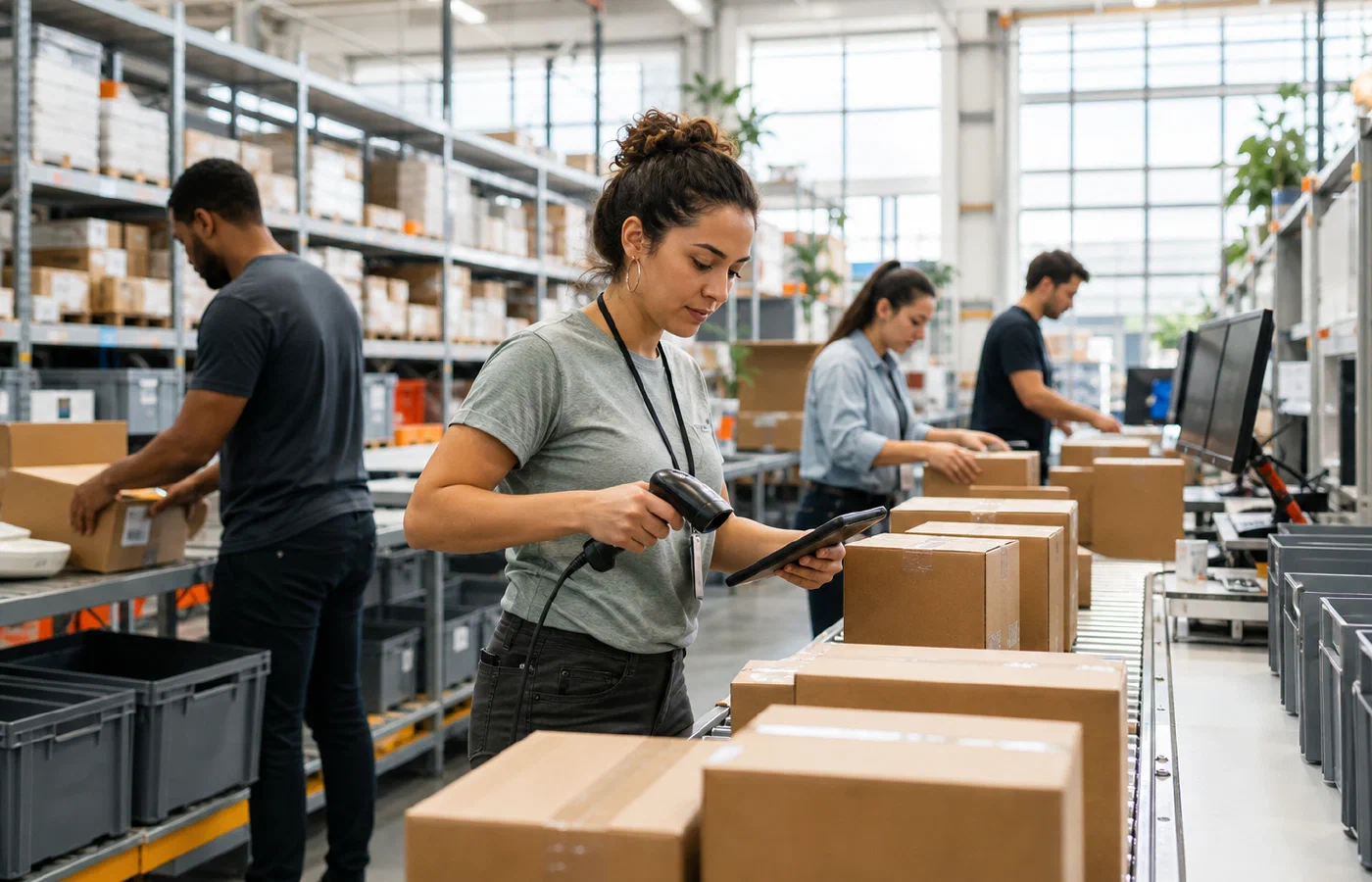 A fulfillment team preparing customer orders inside a growing operation