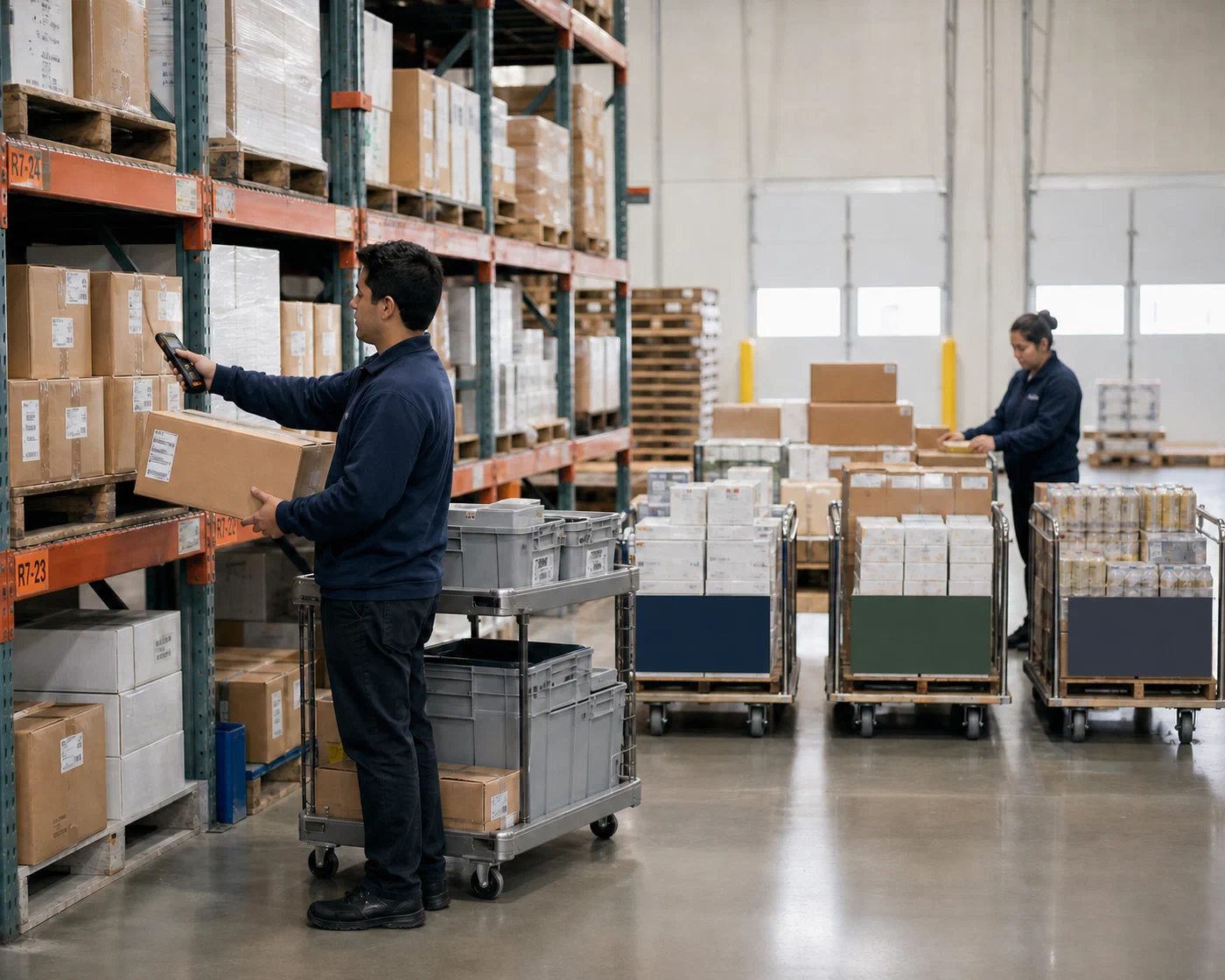 Available inventory being scanned and allocated to separate outbound order groups