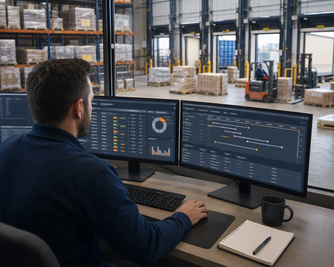 A distribution planner monitoring allocated inventory and outbound delivery status