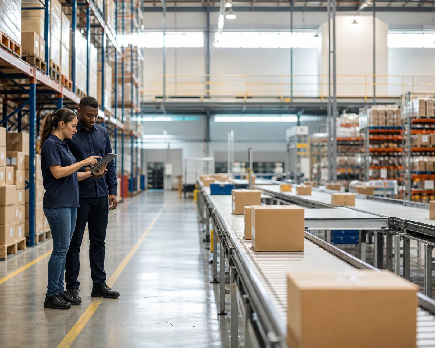 A fulfillment team coordinating customer orders inside a warehouse