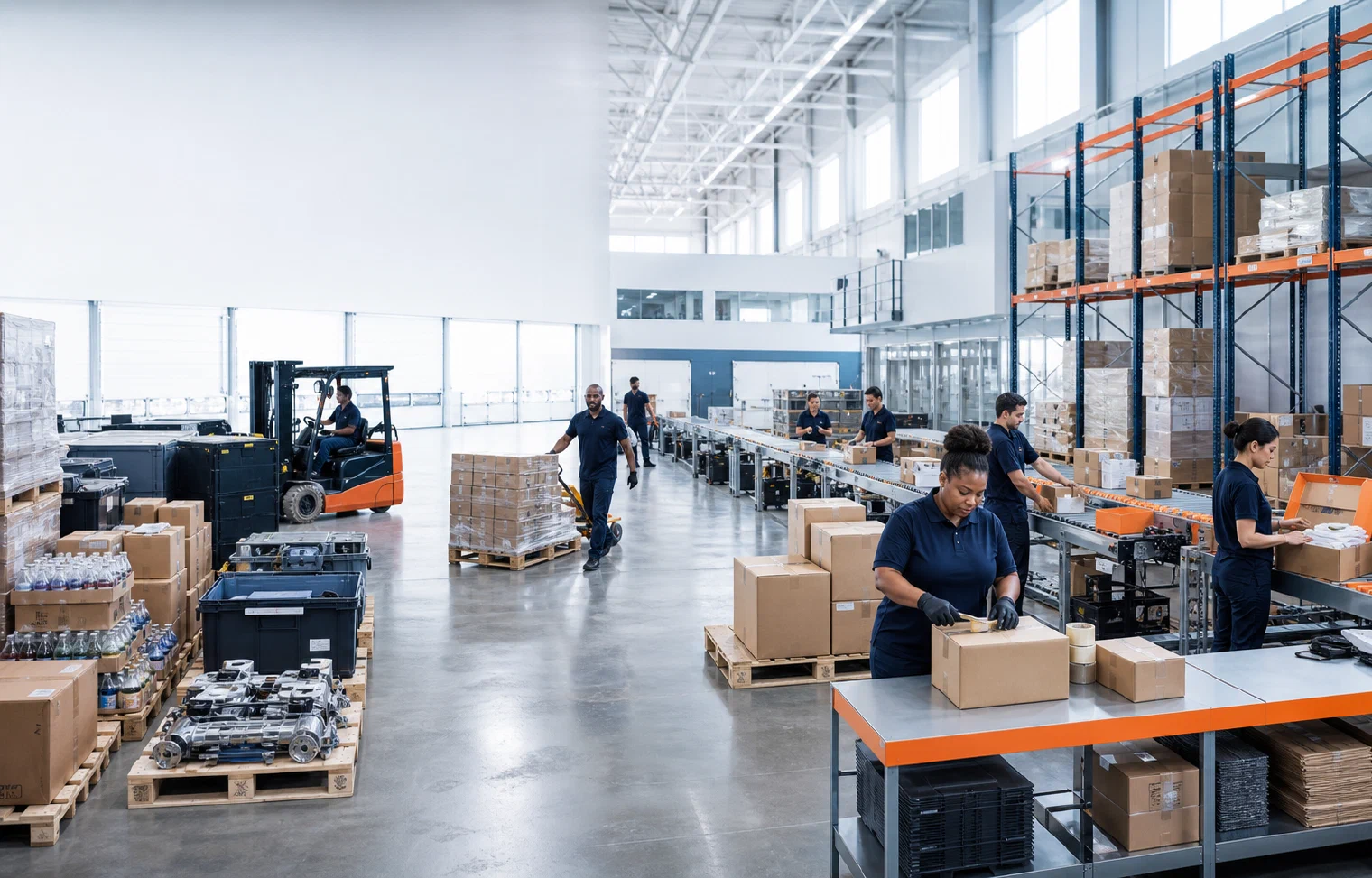 Connected logistics operation supporting retail, e-commerce, healthcare, food, manufacturing and subscription workflows