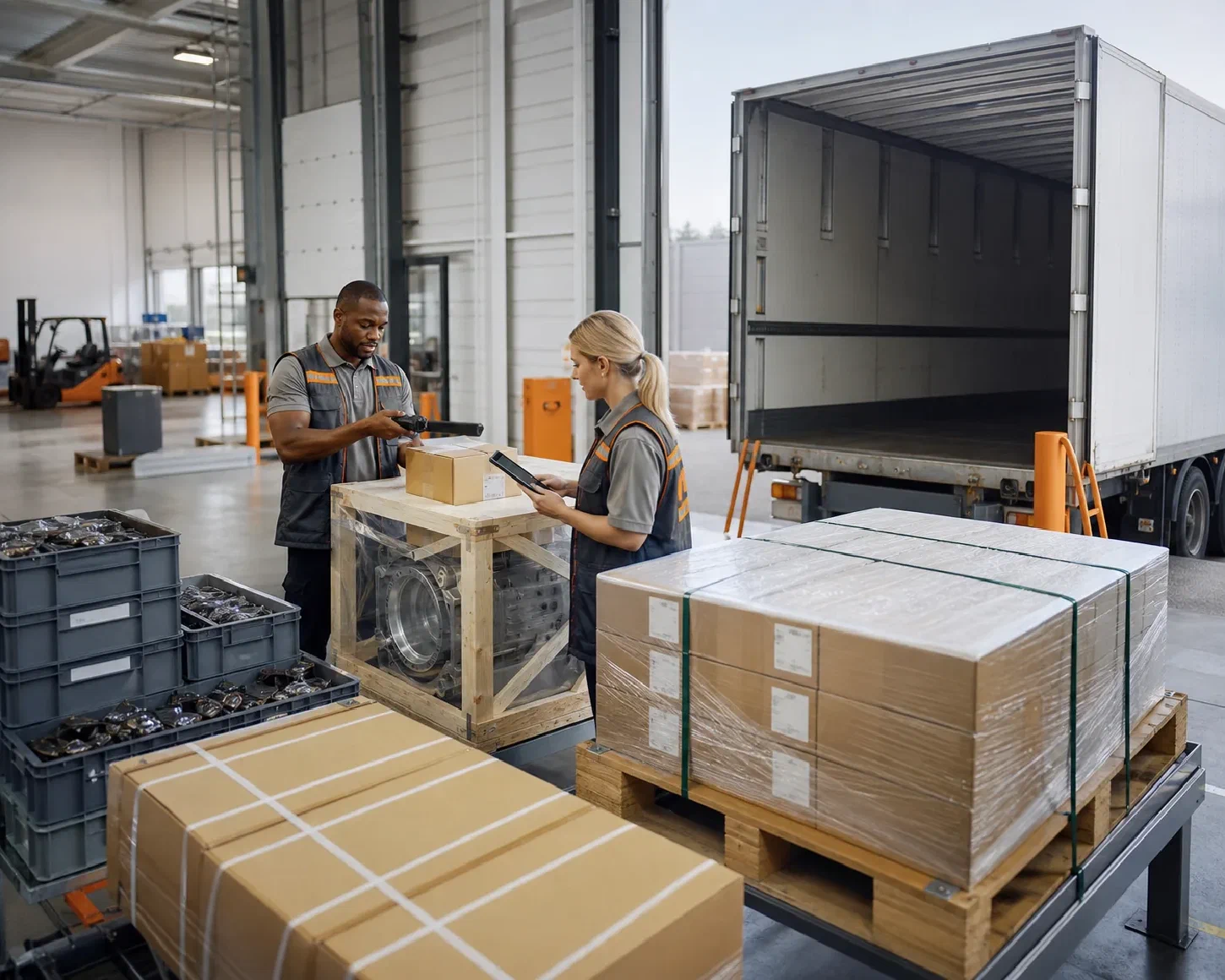 Components from several suppliers being received, identified and consolidated