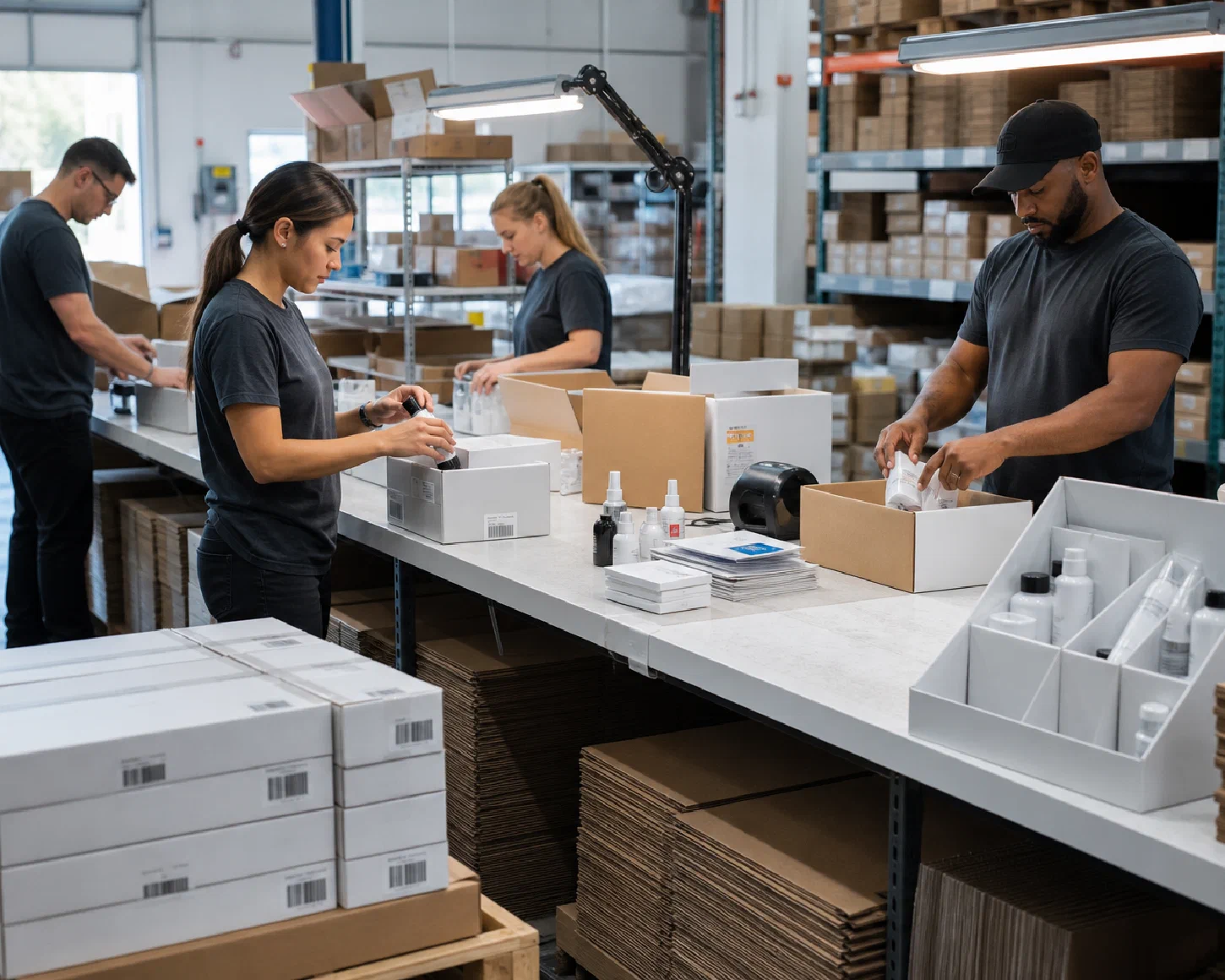 Retail products being kitted, labelled and prepared for a seasonal program