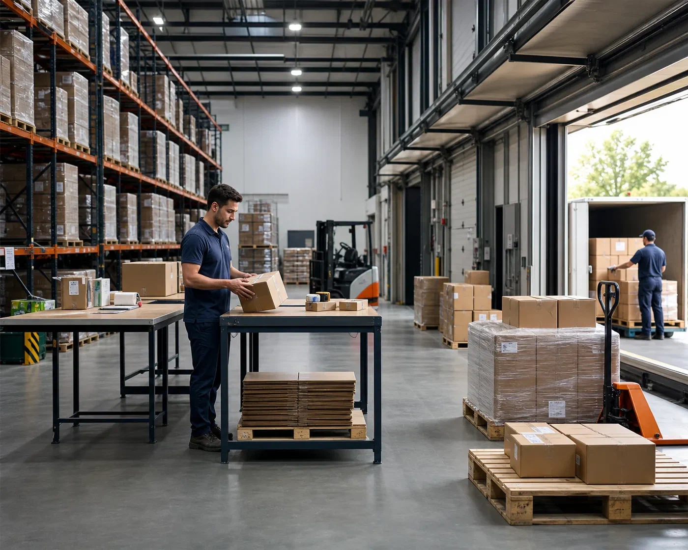 Inventory, order preparation and outbound movement connected inside one logistics operation