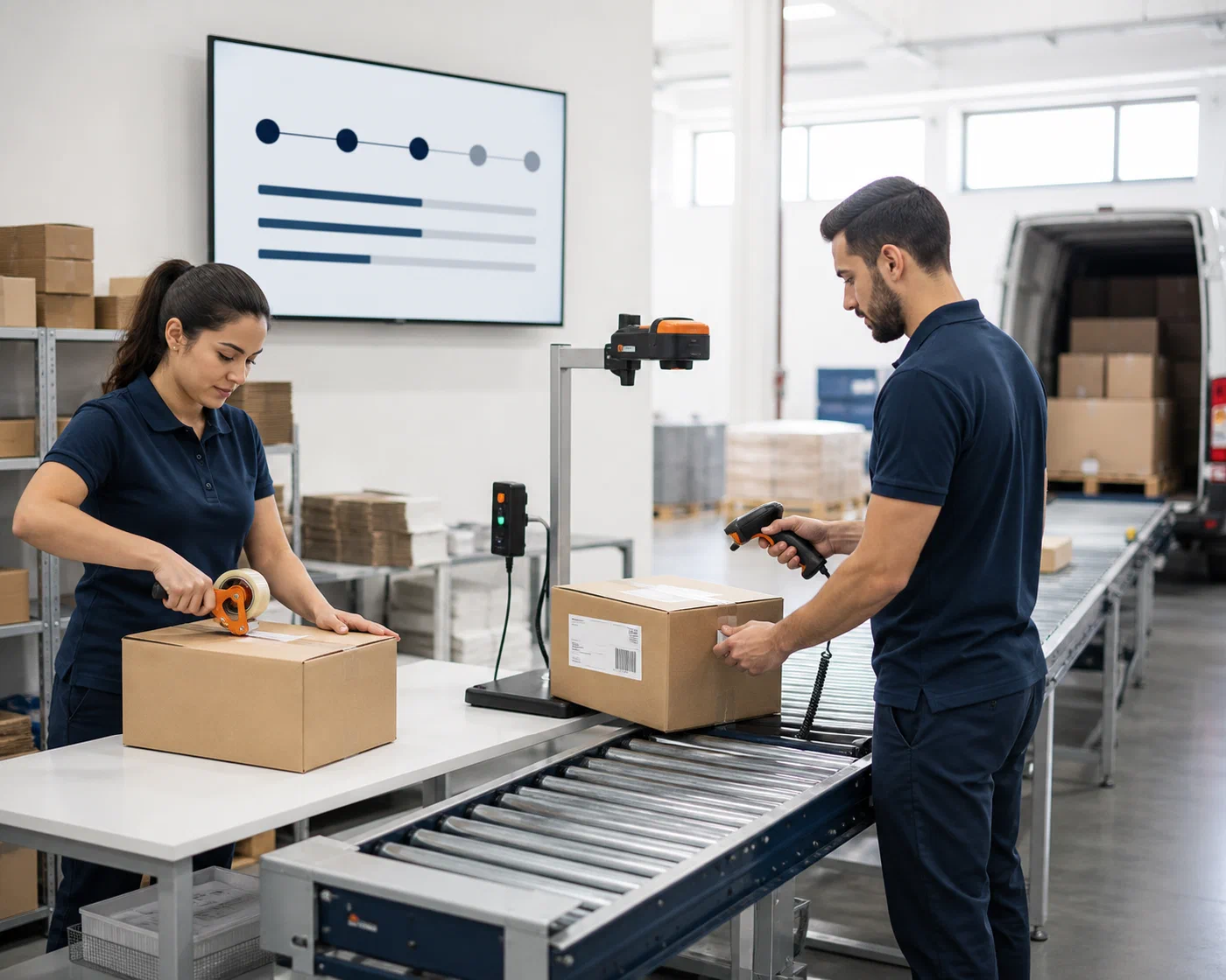 A Shopify order being packed, scanned and released to outbound staging