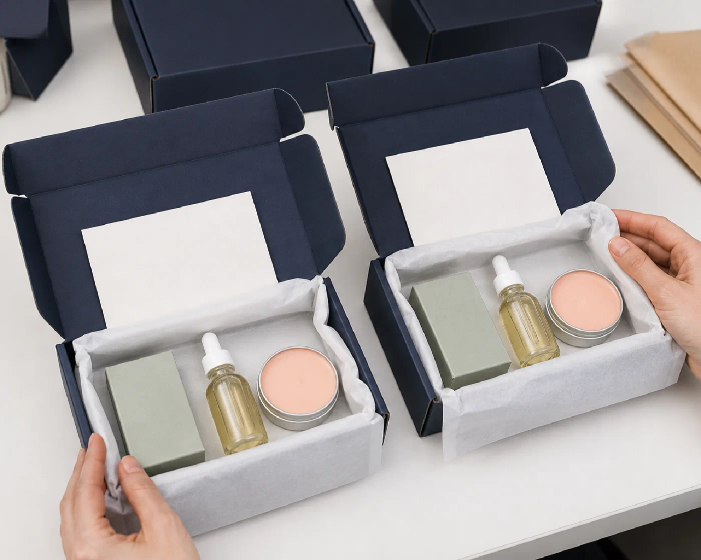 Two matching subscription boxes being compared for presentation consistency
